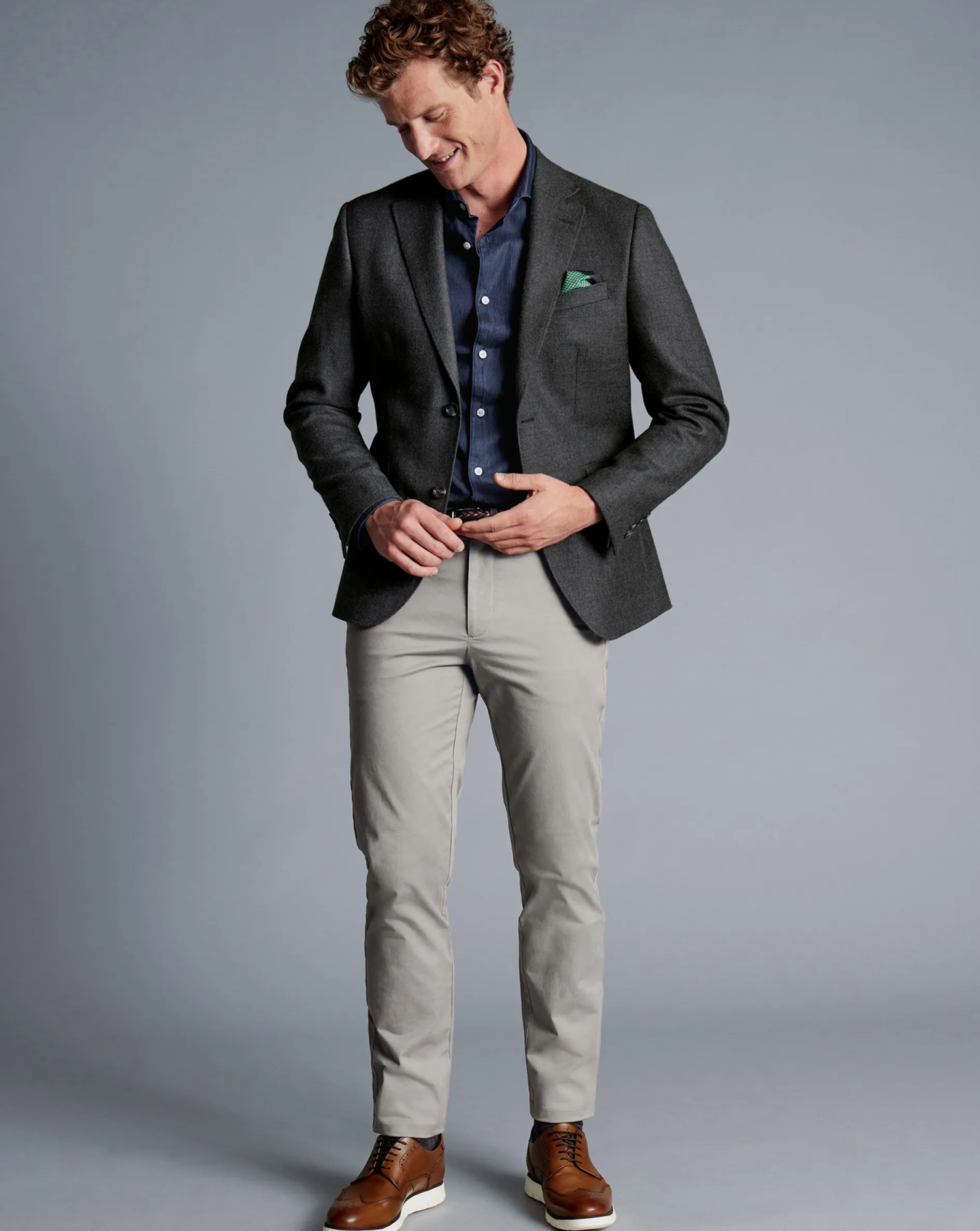New Charles Tyrwhitt Wool Texture Jacket - Grey