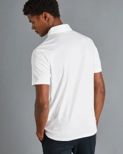 Store Charles Tyrwhitt Zip-Neck Jersey Polo - White